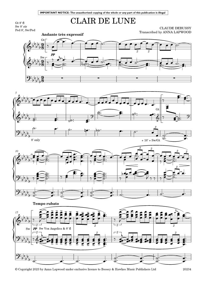 Debussy – Clair de lune (for organ)